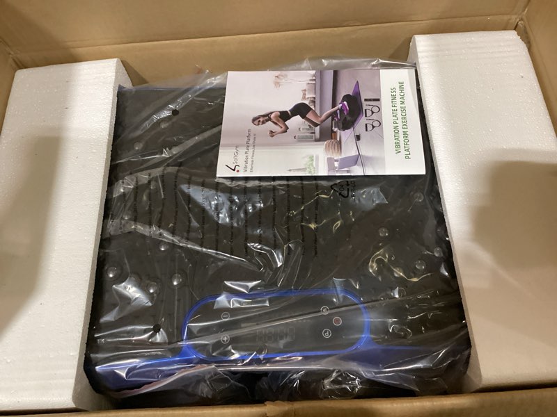 Condition photo showing New/Like New for softgym vibration plate exercise machine for lymphatic drainage,power vibrate stand shake board 450 lbs capacity whole body workout waver with fitness resistance bands weight loss gifts for women men slim- plus.blue