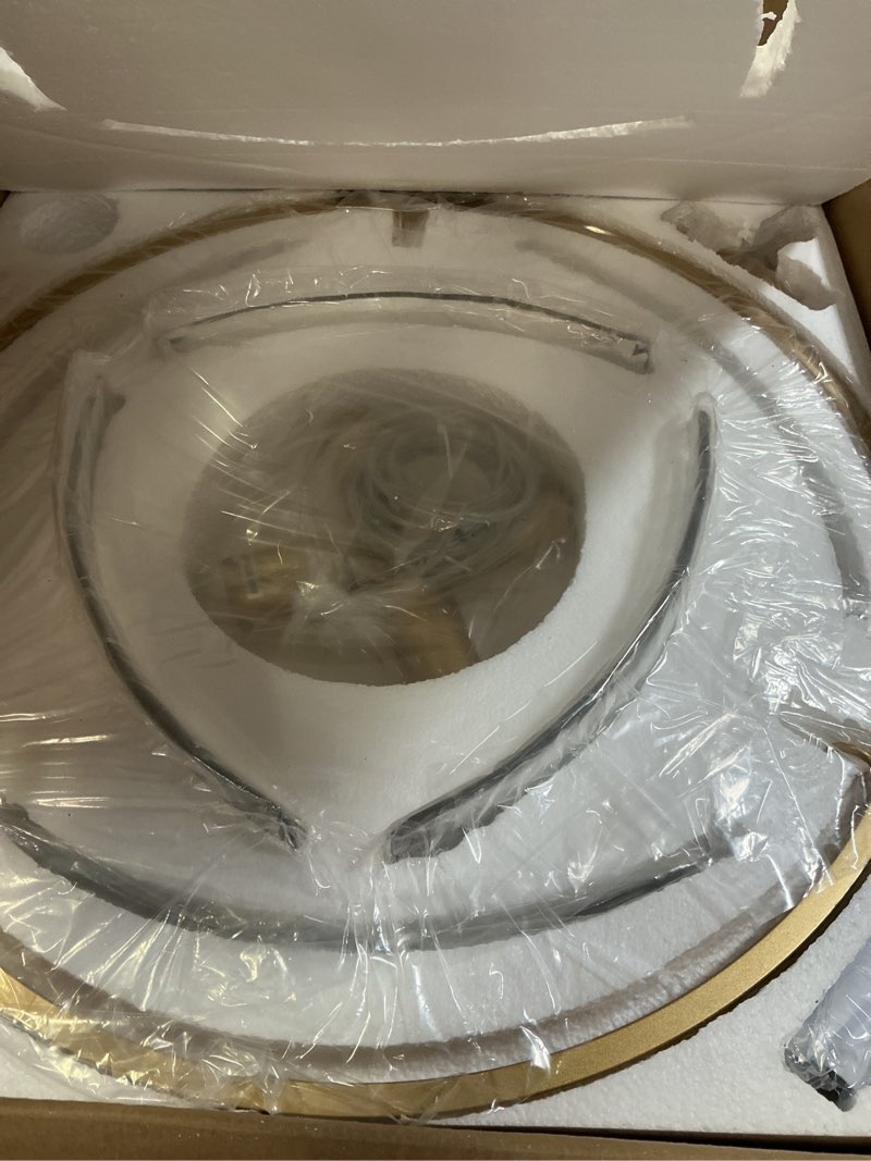 Condition photo showing Good Condition for modern chandelier for dining room, 22" gold glass chandelier, large farmhouse round chandelier for dining room, foyer, bedroom, hallway, entryway 22‘’ gold