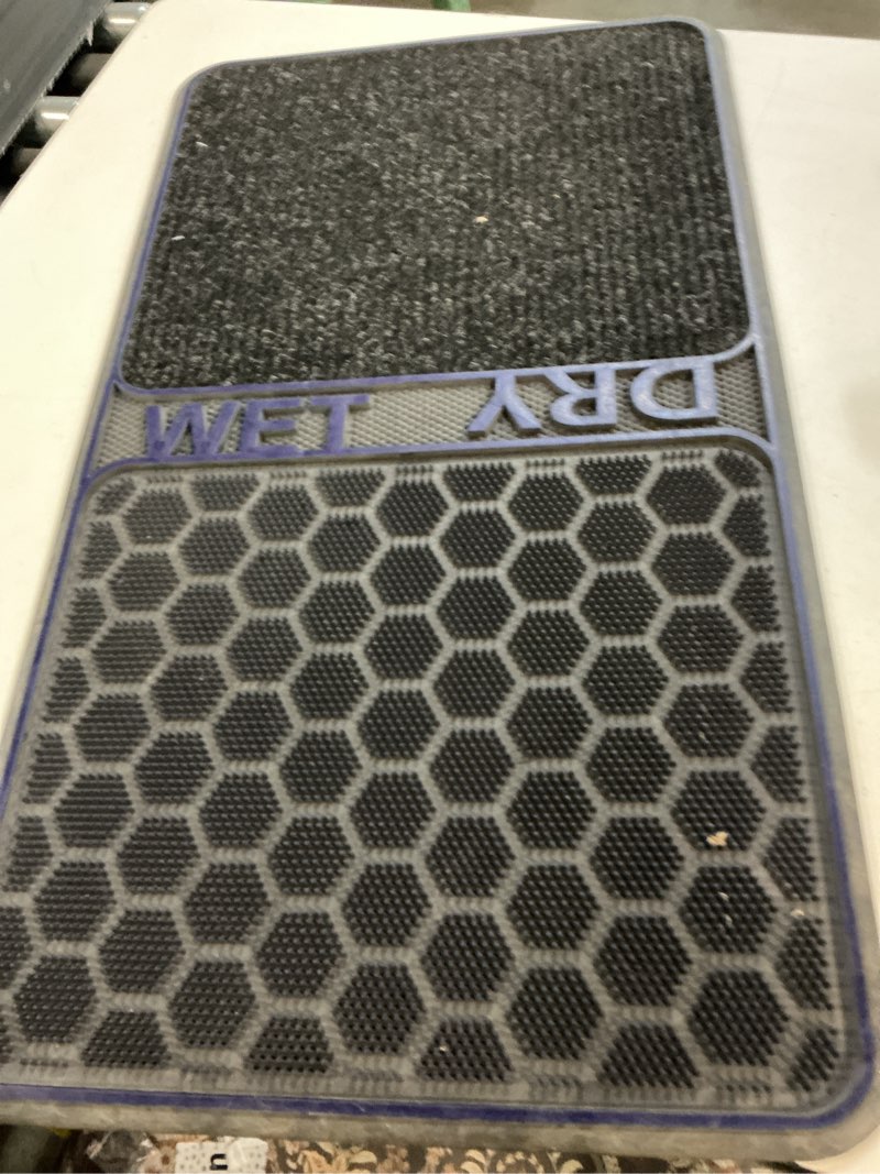 Condition photo showing As Is for j&v textiles 2 in 1 wet dry shoe cleaning floor mat - 18 x 32 non slip machine washable - boot tray perfect to remove mud dirt and yuck from footwear - indoor outdoor rug blue