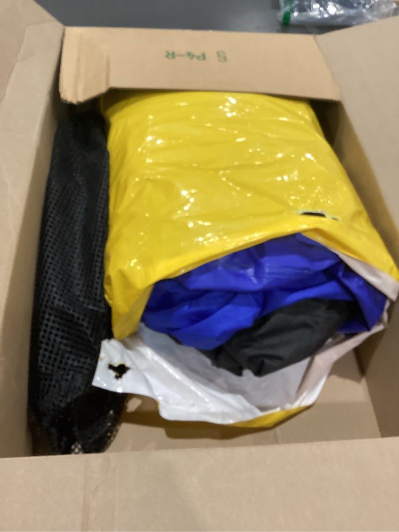 Condition photo showing As Is for seal skin covers heavy duty jet ski cover, waterproof marine grade pwc cover with uv protection, snug fit for 3-seater, compatible with yamaha, sea-doo (fits 126"-135") fits from 126”-135” long (3 seater) blue & black