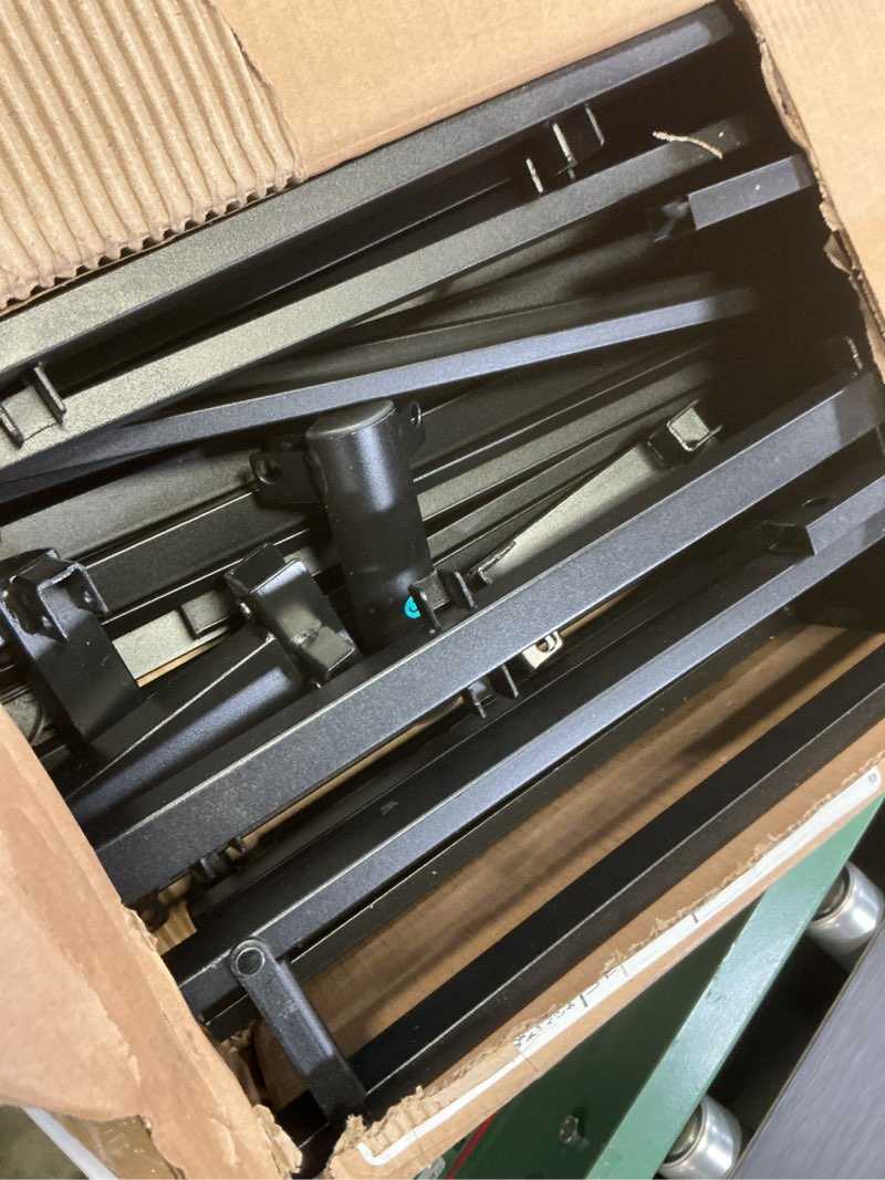 Condition photo showing As Is for emoda 5 inch box spring full size bed base, 3000 lbs heavy duty metal mattress foundation with fabric cover, easy assembly, black full 5 inch