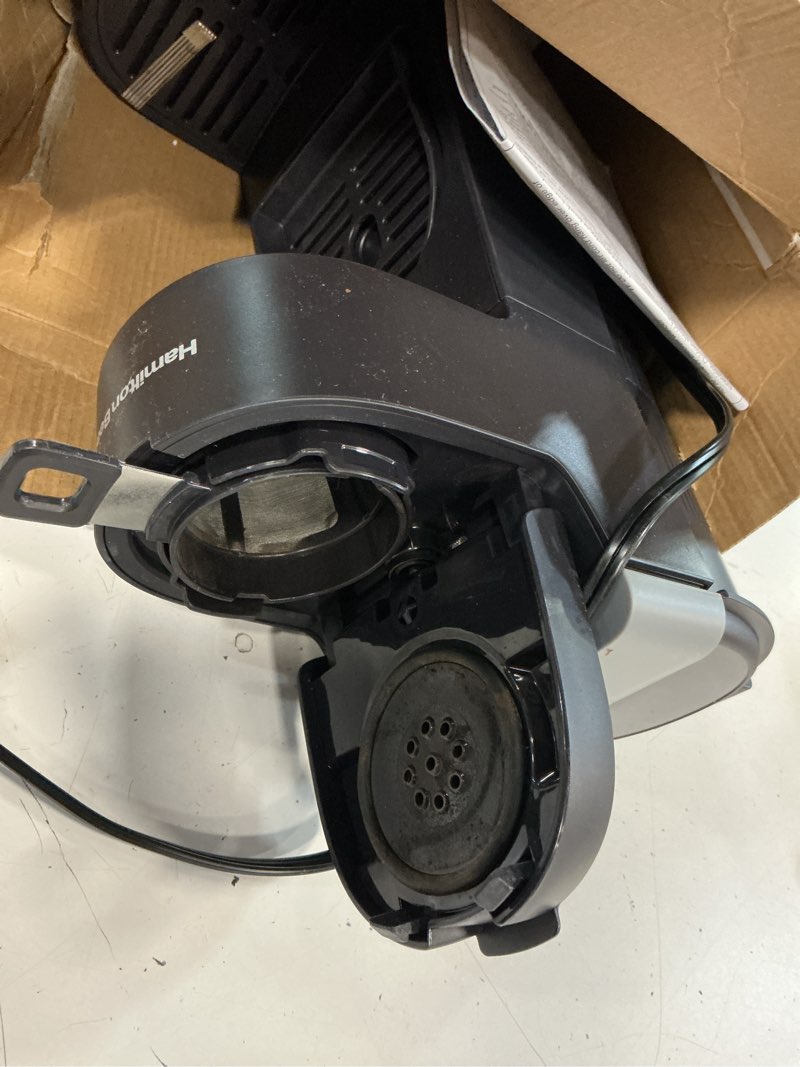 Condition photo showing As Is for hamilton beach the scoop single serve coffee maker & fast grounds brewer for 8-14oz. cups, brews in minutes, black (47620), next gen