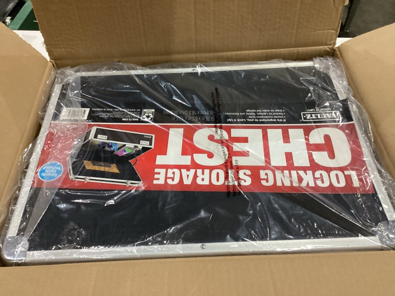 Condition photo showing Good Condition for Vaultz Storage Lock Box - 6.5 x 23 x 13.5 Inch - Secure Dorm Storage Trunk with Combination Lock - Ideal Briefcase, Medicine Box, and Personal Item Lock Box - Store Cash, Laptop - Black/Silver