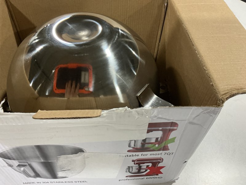 Condition photo showing Good Condition for KitchenAid 7 Qt Bowl-lift Mixer - Stainless Bowl, Compatible with KSM70SKXXBK, Polished Steel with Extra Lid 7 QT Bowl-lift Mixer Stainless Bowl
