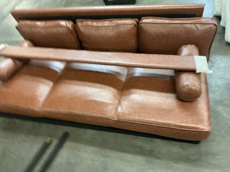 Condition photo showing As Is for garvee leather sofa mid century modern deep seat upholstered cushion removable cover
