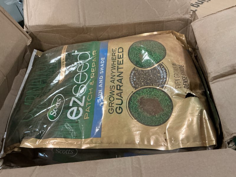 Condition photo showing As Is for scotts ez seed patch & repair for sun and shade combination mulch, sun and shade grass seed and fertilizer for bare spots and repair, grows anywhere, 20 lbs. 20 lb. 1 pack