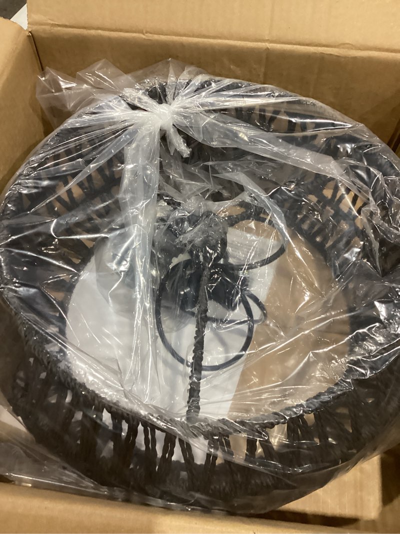 Condition photo showing Good Condition for black boho hanging light fixture rattan chandeliers drum pendant lights for dinning room wicker chandelier ceiling hanging light basket woven chandelier for bedroom hallway entrance kitchen island black15.7‘’