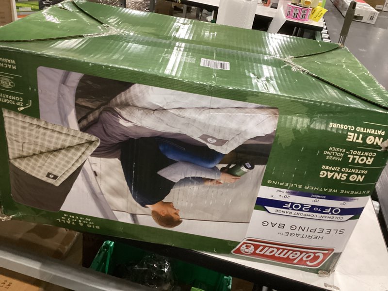 Condition photo showing As Is for Coleman Heritage Big & Tall 10°F Flannel Sleeping Bag, XL Sleeping Bag Fits Adults up to 6ft 7in Tall, Machine Washable, Great for Camping, Hunting, Guests, & More