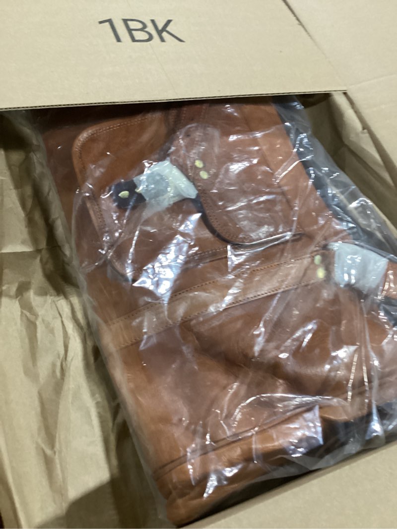 Condition photo showing Good Condition for Berliner Bags Vintage Leather Duffle Bag New York for Travel or the Gym, Overnight Bag for Men and Women (Brown L)