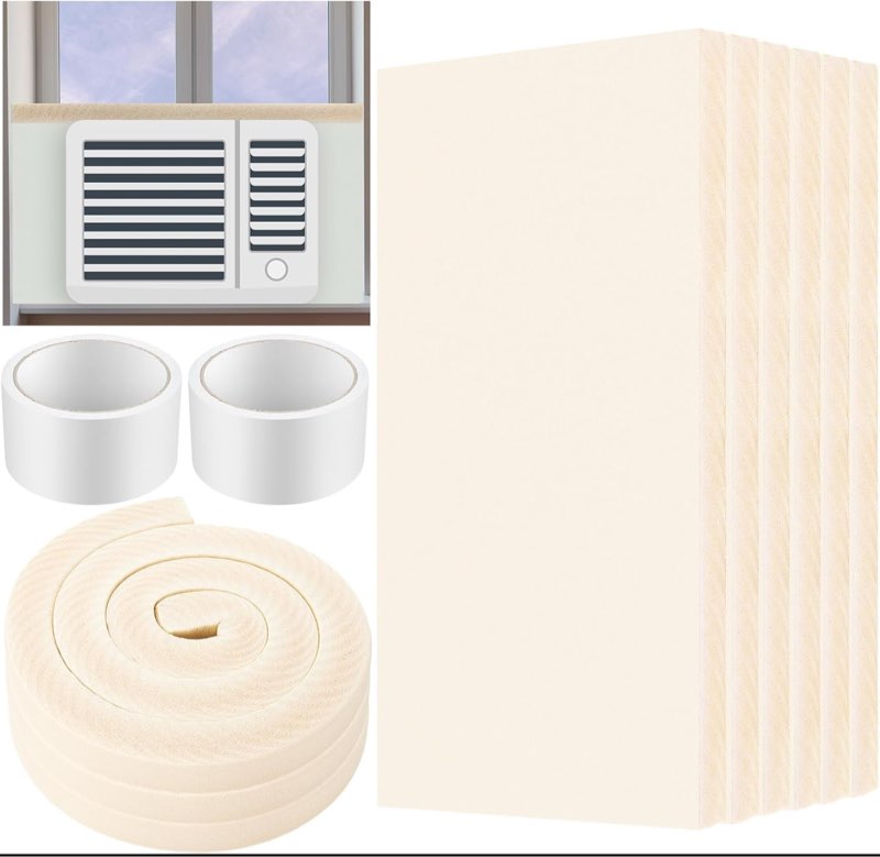 pangda 6 pcs 17 x 9 x 7/8 inch window air conditioner insulated foam panels insulation winter ac side surround panels kit