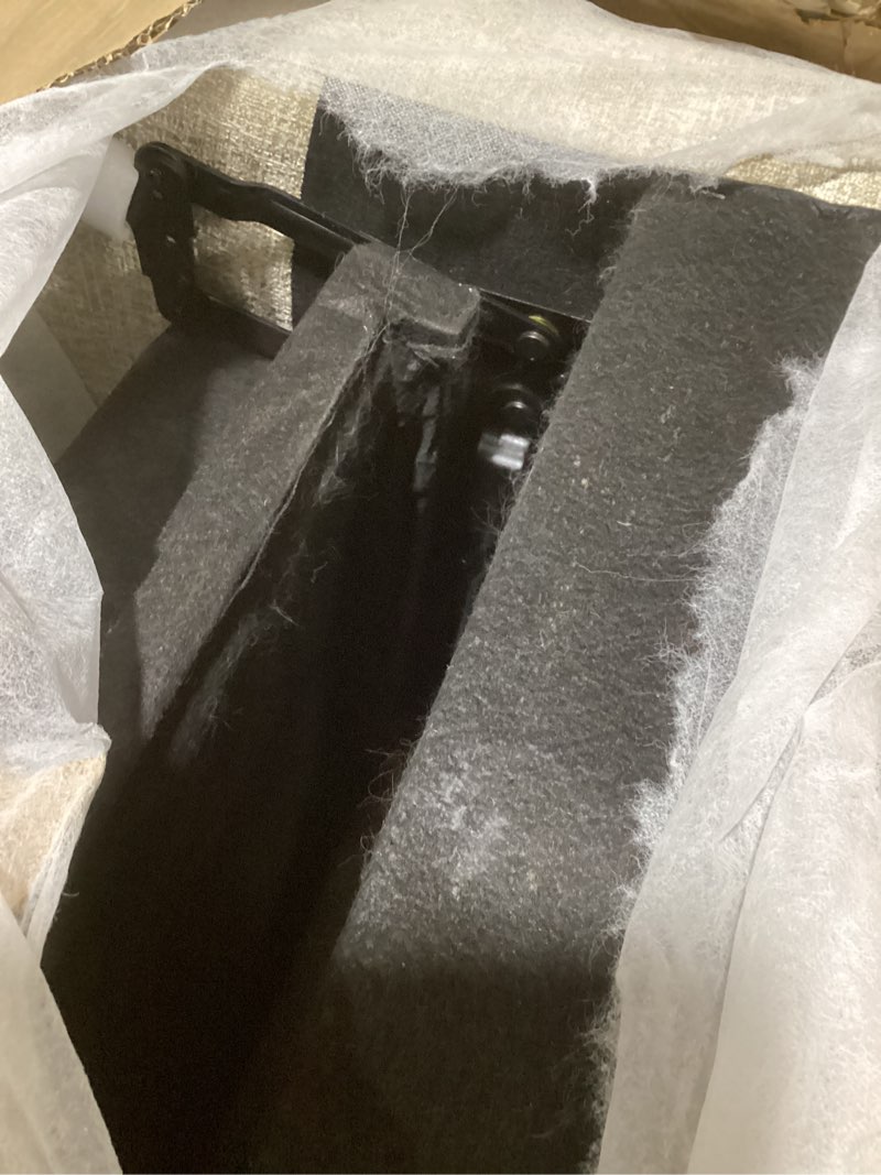 Condition photo showing Good Condition for Madison Park Aidan Upholstered Manual Push Back Recliner Chair with Nailheads - Solid Wood, Plywood, Roled Back Button Tufted Accent Armchair Modern Classic Style Family Room Sofa Furniture, Cream Cream 32.25"W x 39"D x 40.5"H