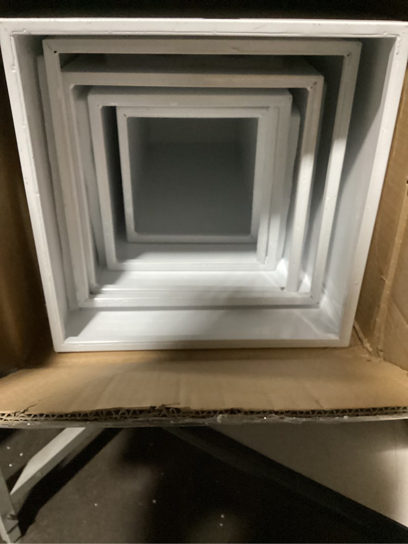 Condition photo showing As Is for 5Pcs Square Pedestal Stands for Party, Metal Display Plinth Pillars for Wedding Ceremony Birthday Party Art Decor---31.5*11.8''(L),27.6*10.6''(M),23.6*9.4''(S), 20.7*8.3"(XS), 17.7*7.1"(XXS) Square-5PC