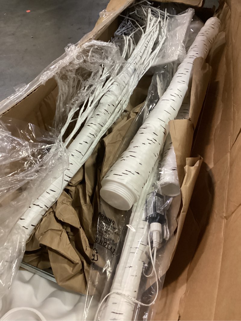 Condition photo showing As Is for 2 Pack 4FT Lighted Birch Tree, Birch Tree with Fairy Lights, Warm White Christmas Decorations for Home Bedroom Party Wedding Holiday Room Indoor Outdoor Decor 2pack 4ft