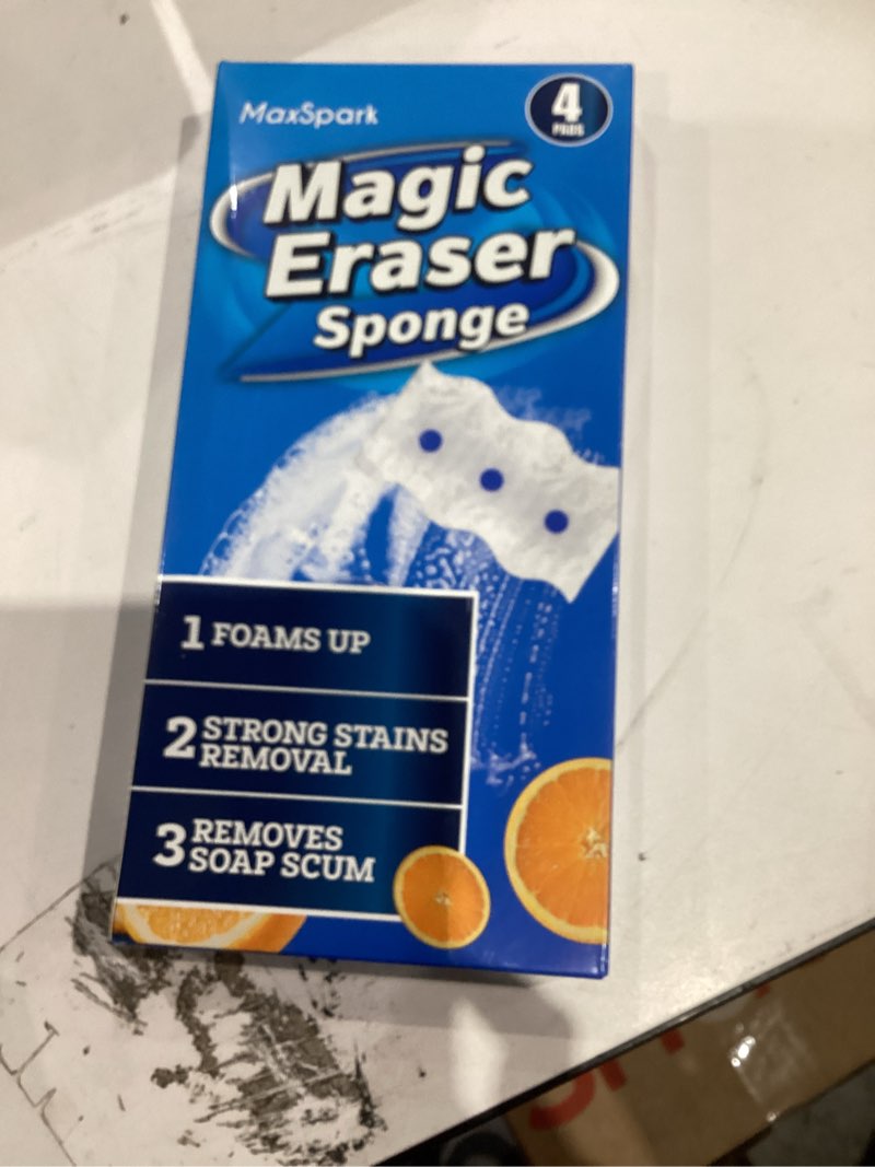 Condition photo showing New/Like New for Magic Eraser Sponges 4 Pack – Thick Melamine Cleaning Sponges for Walls, Kitchen, Bathroom & Floors – White Magic Sponge Eraser Pads for Heavy Duty Multi-Purpose Cleaning