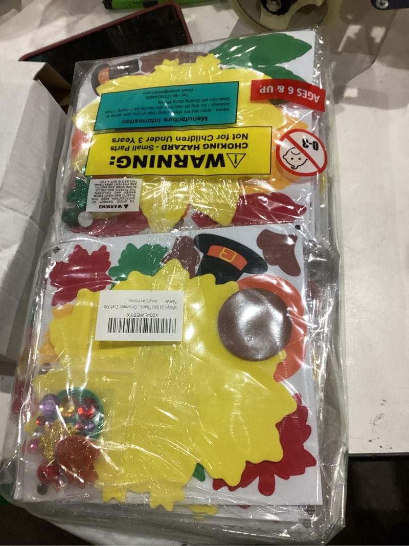 Condition photo showing New/Like New for Winlyn 24 Sets Thanksgiving Crafts Kits Fall Crafts DIY Turkey Ornaments Decorations Art Sets Autumn Maple Leaf Pumpkin Turkey Foam Stickers Arts and Crafts for Kids Classroom Activities Party Favors