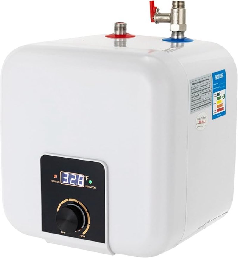 110V-120V 1500W Small Under Sink Tank 2.5 Gallon Water Heater Hot Storage?Mini Instant Tank Water Heater Electric RV TR Trailer Kitchen Compact Point-of-Use