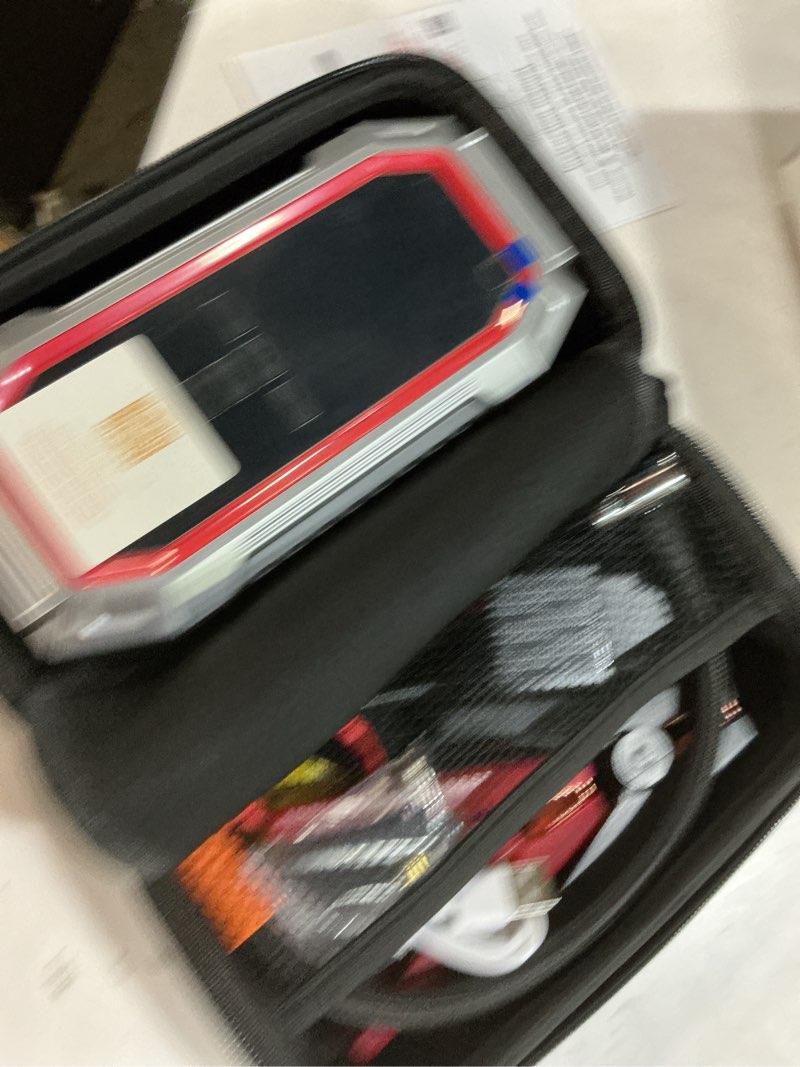 Condition photo showing Good Condition for Jump Starter with Air Compressor, 5000A Peak Car Battery Jump Starter(9.0 Gas/8.0L Diesel), 160PSI 12V Jump Box Car Battery Jumper Starter Portable with Smart Jumper Cables, LED Lights, LCD Display Red