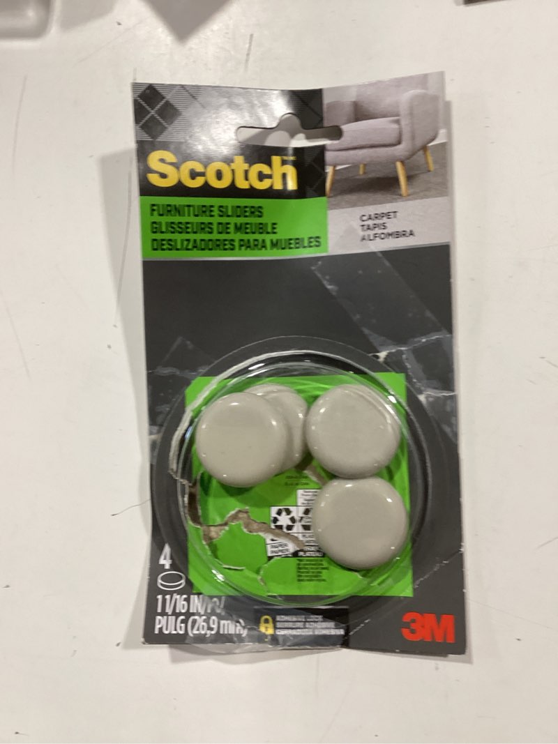 scotch 4 -pack 1-1/8 in round plastic carpet furniture slider