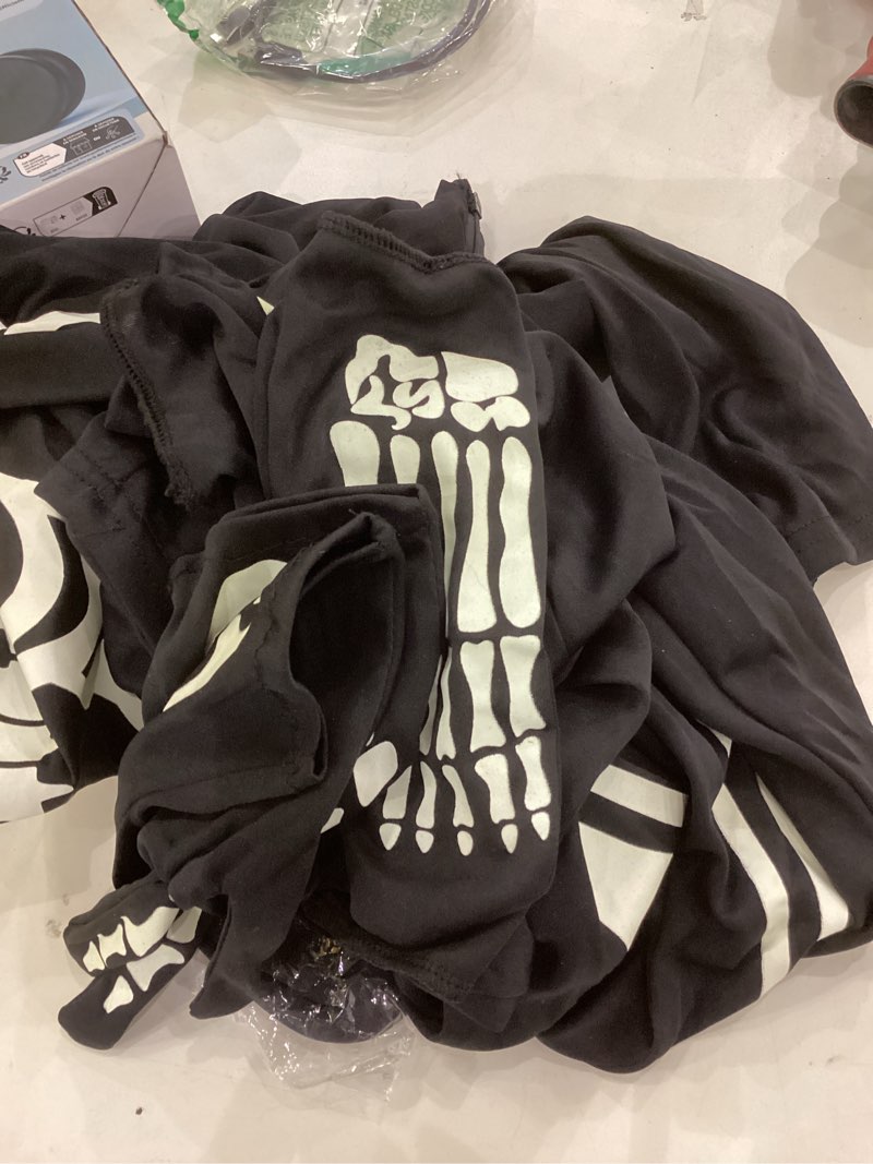 Condition photo showing Good Condition for Kids Glow Skeleton Costume: Boys Girls Glowing Skeletons Clothing 4 Set for Holloween Cosplay Party XL (9-11 year)