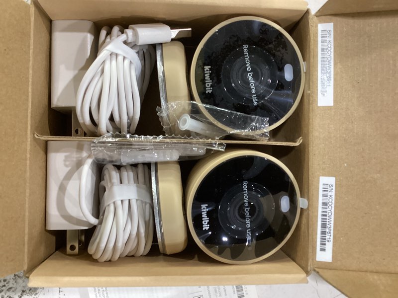 Condition photo showing Good Condition for kiwibit 2k security camera indoor/outdoor, magnetic wired cameras for home security, pet camera, baby monitor, ai detection, color night vision, 2.4ghz wifi, sd & cloud storage, works with alexa 2 pack white
