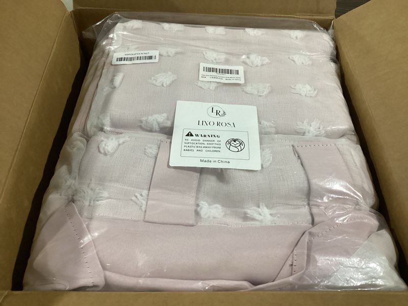 Condition photo showing Good Condition for Kids Blackout Curtains 96 Inches Long for Princess Girls Bedroom,Baby Pink Ruffle Pom Pom Dreamy Frilly Fluffy Black Out Curtains for Nursery 2 Panel Set 50"W x 96"L (Pack of 2) Pink and White