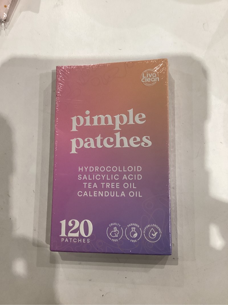 Condition photo showing New/Like New for Livaclean 120 CT Pimple Patches for Face w/ Salicylic Acid, Tea Tree & Calendula Oil - Four Sizes Zit Dots Acne Patches for Face - Hydrocolloid Patch Pimple Patch Invisible - Acne Dots Zit Stickers