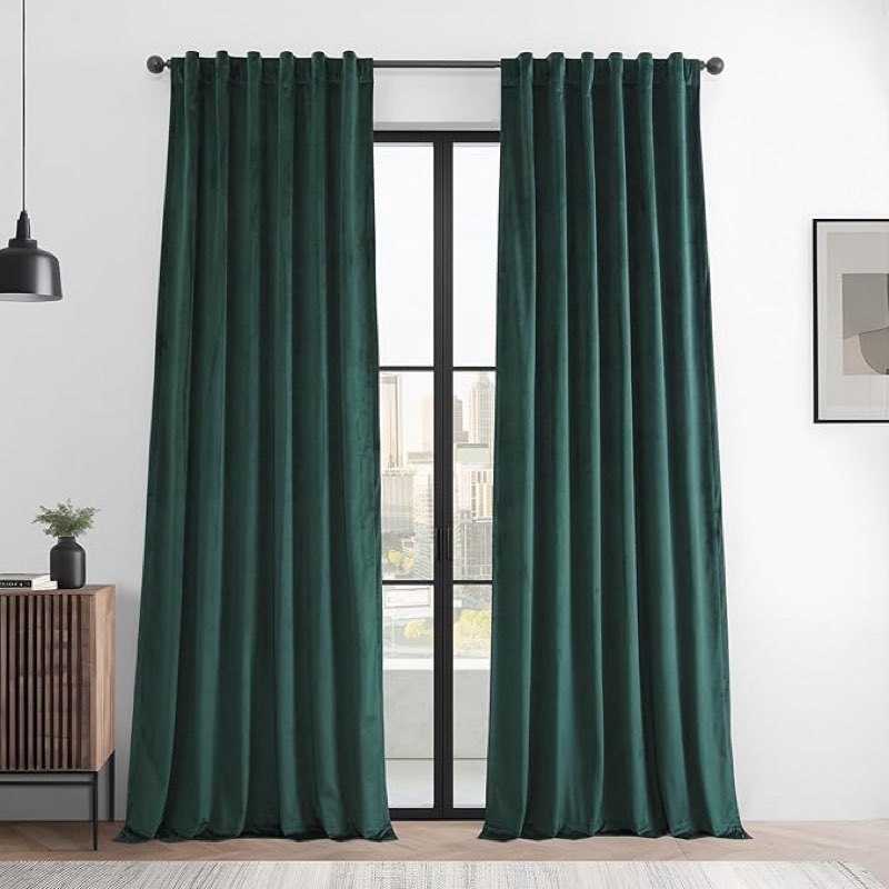 HPD Half Price Drapes Basic Deluxe Velvet Room Darkening Curtains with Rod Pocket - 2 Panels Set - W