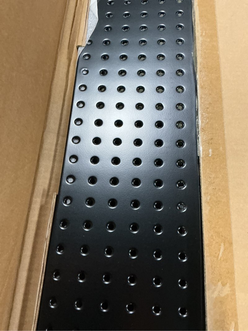 Condition photo showing New/Like New for walmann metal pegboard panels for wall garage tools storage pegboard for garage, workbench, modular peg board tool organizer board(pack of 2, black) black 12"*24" 24"*24"