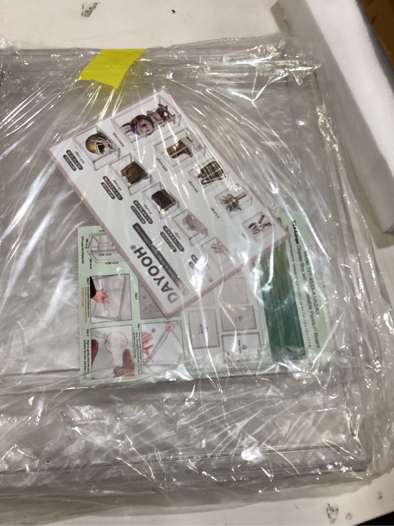 Condition photo showing New/Like New for 2 Pack XXX-Large Clear Display Case 17.7" x 13" x 13" Extra Large Display Organizer Box with Magnetic Door, Stackable Acrylic Storage Bin for Boots, Shoes, Collectibles, Bags, Figures