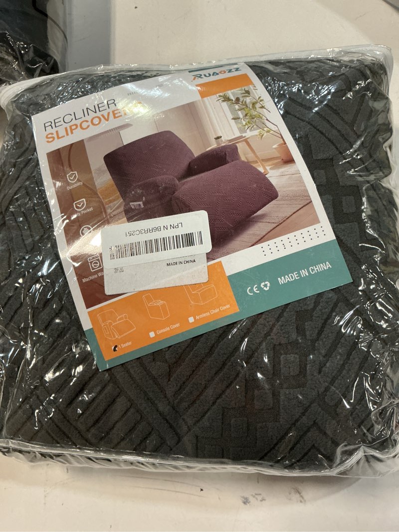 Condition photo showing New/Like New for ruaozz recliner sofa covers recliner chair covers recliner covers for reclining chair with pockets washable furniture protector with elastic bottom (1 seater, dark gray) dark gray 1 seater