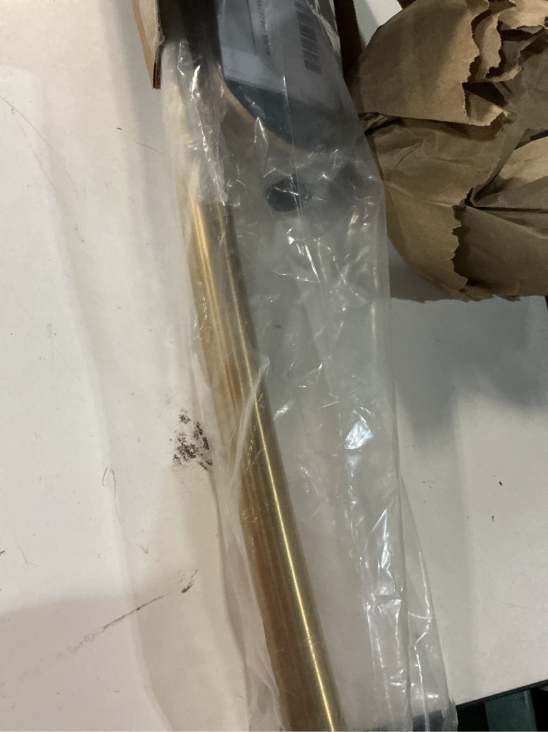 Condition photo showing Good Condition for Moen Brushed Gold 54 to 72-Inch Adjustable Single Curved Shower Rod, Wall Mounted Permanent Shower Curtain Rod for Bathroom, CSR2160BG Brushed Gold Rod