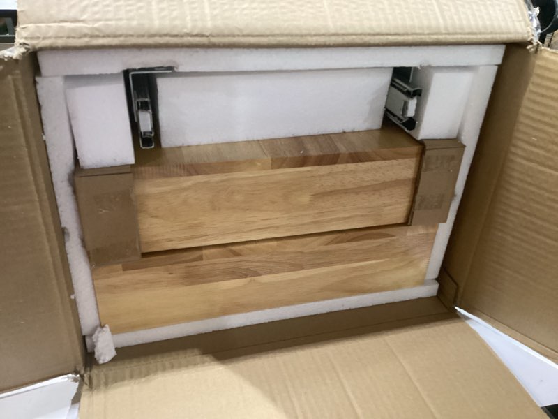 Condition photo showing New/Like New for household essentials rustic wood & steel double-tier pull-out organizer 2-tier 14.25"