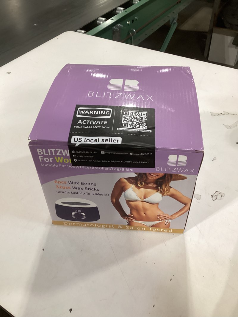 Condition photo showing New/Like New for BLITZWAX Brazilian and Bikini Waxing Kit for Women, Hard Wax Warmer for Face, Legs and Body, At Home Hair Removal Kit, Beginner Friendly, Quick Heating, Pink and Blue Gradient Color Pink-Blue