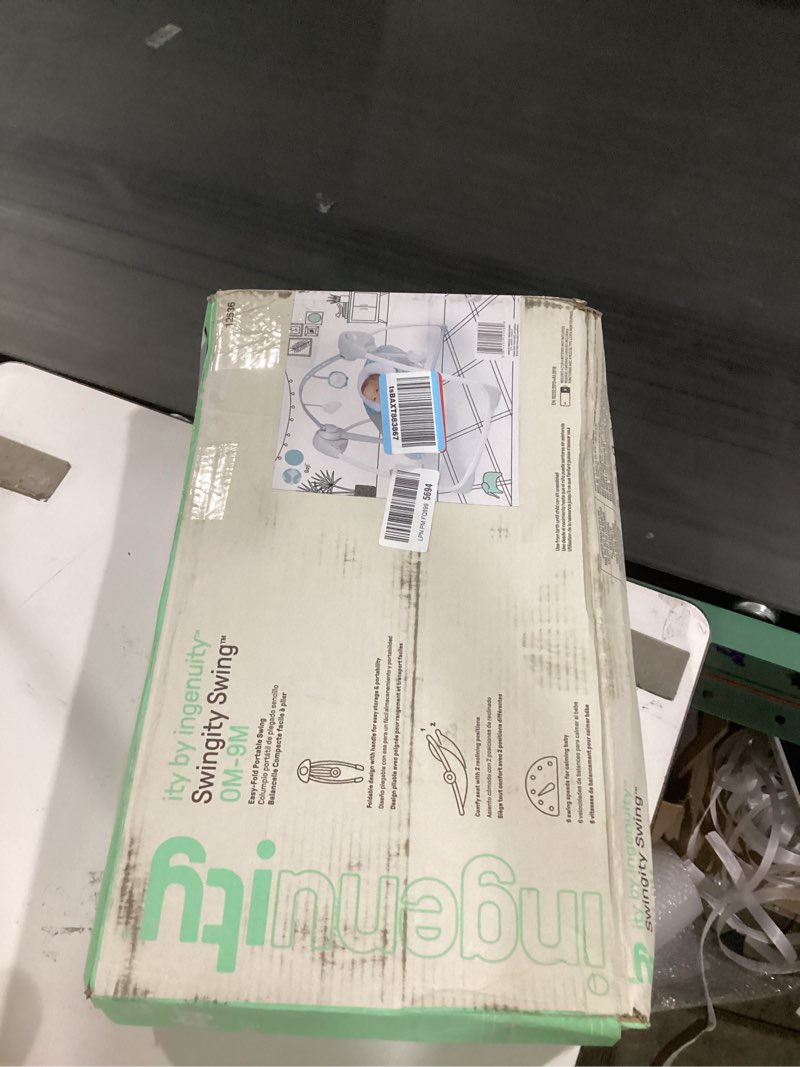 Condition photo showing New/Like New for ingenuity: ity by ingenuity swingity swing easy-fold portable baby swing, 0-9 months up to 20 lbs (goji)