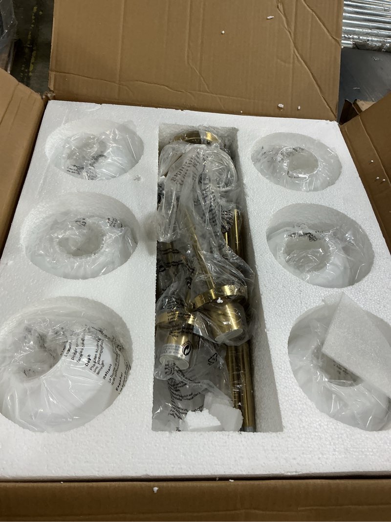 Condition photo showing Good Condition for VONLUCE Sputnik Ceiling Light Fixture, 8-Light Modern Sputnik Chandelier with Frosted Glass Shades, ETL Listed Globe Chandelier for Living Room Bedroom Dining Room, Bubble Glass Pendant Light, Gold Gold 8-Light w/Lampshade
