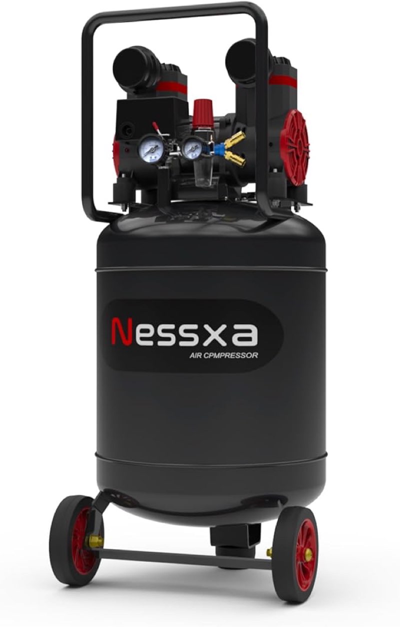 14 Gallon Ultra Quiet Air Compressor, 2HP 3.45 CFM@ 115PSI Oil-Free Air Compressor Tank, 110V/60hz, 70dB Air Compressor for Car Repair, Spray Painting, Woodwork Nailing (14 Gallon)