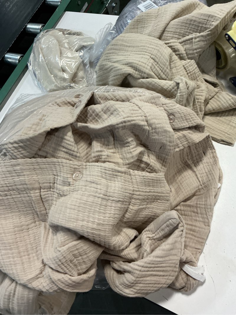 Condition photo showing As Is for organic cotton gauze duvet cover set full queen solid dune