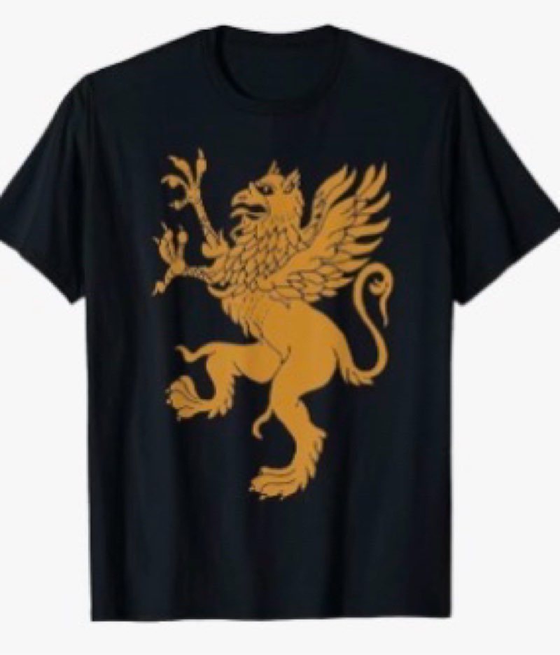 Griffin Gold Eagle Lion Medieval Bird Welsh Design T-Shirt