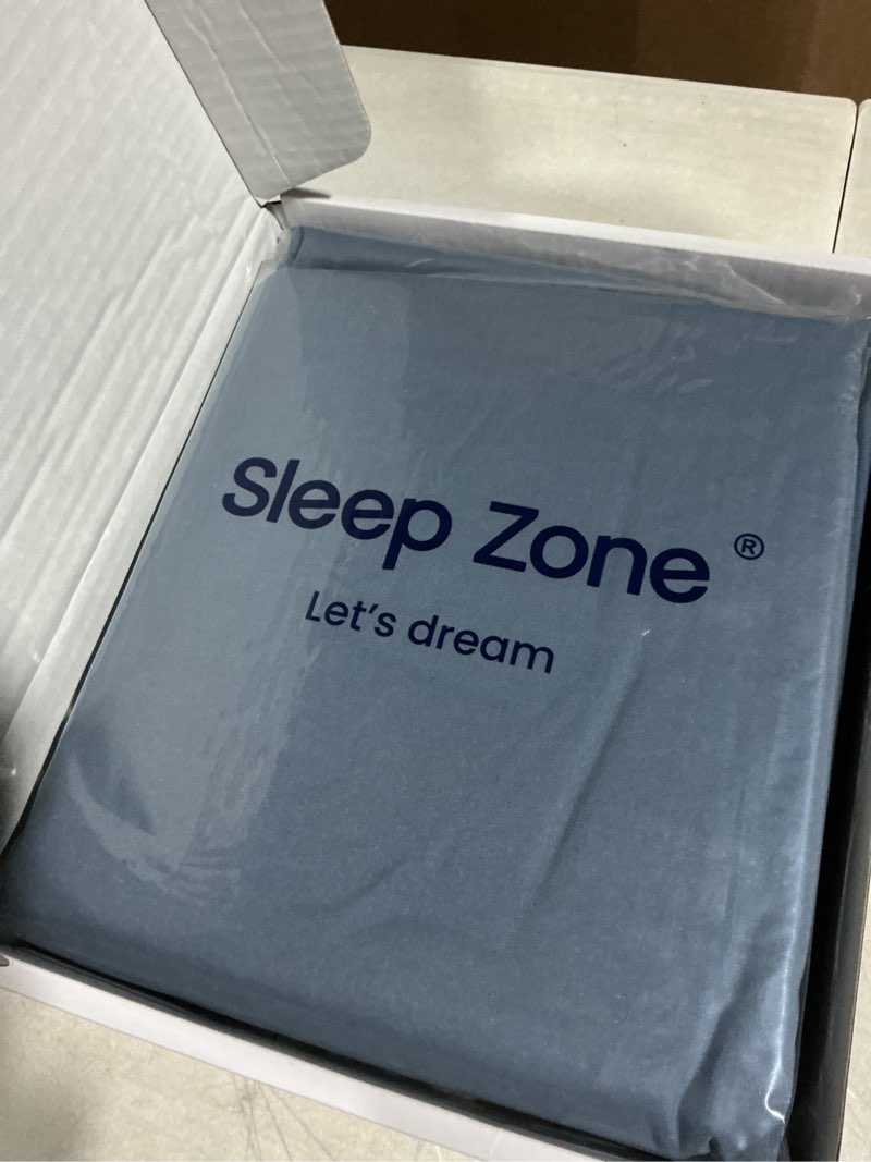 Condition photo showing Good Condition for sleep zone nanotex super soft cooling full size bed sheets set 4 piece - easy care fitted flat sheet & pillowcase sets - wrinkle free, fade resistant, deep pocket 16" (flint blue, full) flint blue deep pocket - full