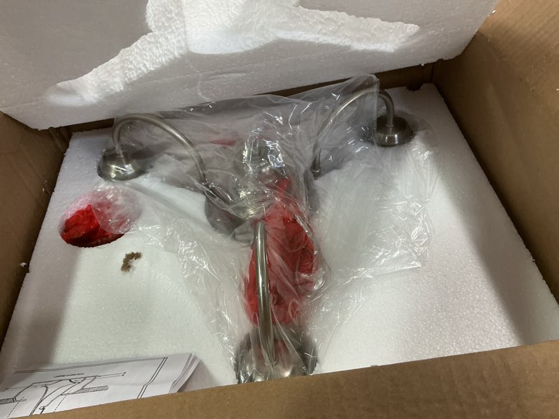 Condition photo showing Good Condition for Design House 511543 Millbridge Traditional 3-Light Indoor Dimmable Chandelier with Alabaster Glass Shades for Entryway Foyer Dining Room, Satin Nickel Satin Nickel 3-Light Alabaster Glass