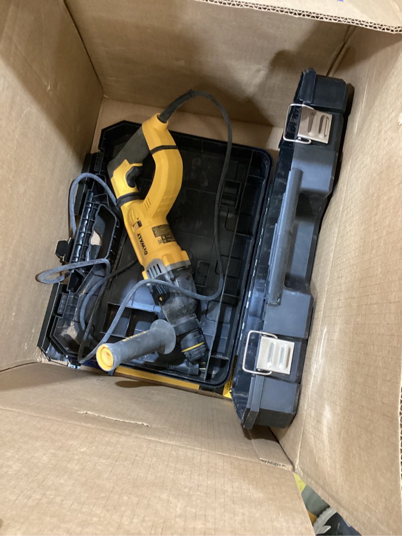 Condition photo showing As Is for dewalt sds rotary hammer drill, vibration control shocks, 115 volts, corded (d25263k) rotary hammer 1-1/8"