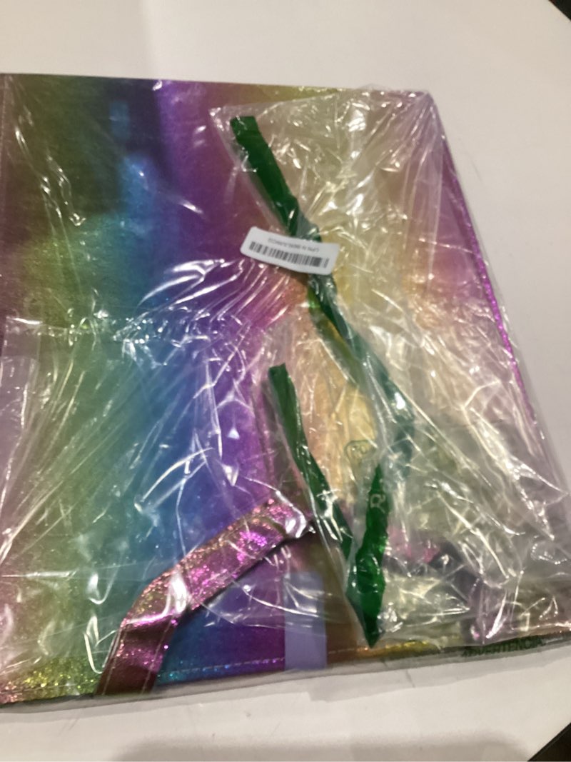 Condition photo showing Good Condition for chunful foldable backstage mirror with handle holographic 33.5 x 13.4 inch folding hanging mirror rectangular for travel dance bag home fitness spa gift for dancers(colorful) classic colorful