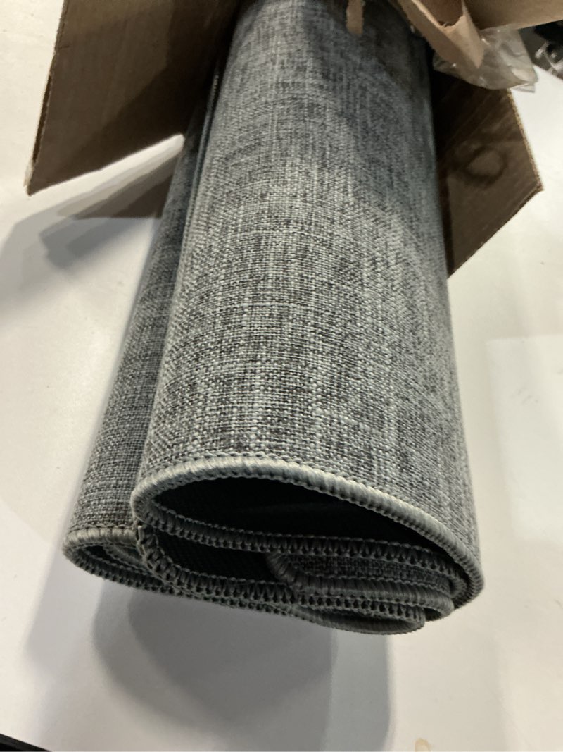 Condition photo showing Good Condition for Color&Geometry Ultra Thin Indoor Door Mat (Rolled-up NO Creases) 32"x48", Non Slip Rubber Backed Dirt Trapper Door Mat Indoor Entrance, Low Profile Entryway Mat, Easy Clean, Dark Grey Linen Dark Grey Linen 2'8" x 4' (Rectangular)