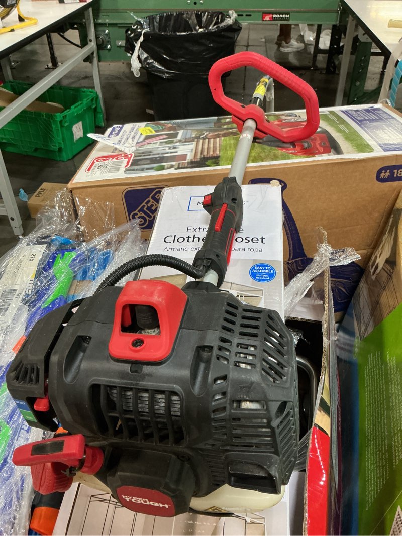Condition photo showing As Is for hyper tough 17" 26cc 2-cycle gas powered curved shaft string trimmer