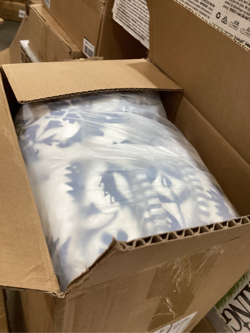 Condition photo showing Good Condition for levtex home - clara blue quilt set - king quilt and two king shams - floral - blue white - quilt (106x92in.) and shams (20x36in.) - reversible - cotton king/cal king quilt