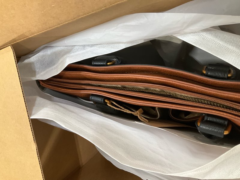 Condition photo showing New/Like New for Lifeamar Laptop Tote Bag for Women Leather Work Bags, Large Teacher Bag Capacity With Large Cup Holder for Women, Nurse Black-beige-brown 15.6inch