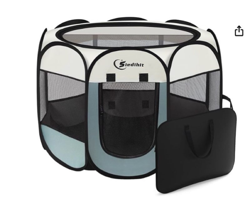 Large Dog Playpen, Puppy Pet Playpen Indoor, Dogs Tent Crates Cage Indoor/Outdoor, Portable Pop Up Dog Kennel Playpen with Carrying Case for Dogs/Cats/Rabbits, Purple Purple Large