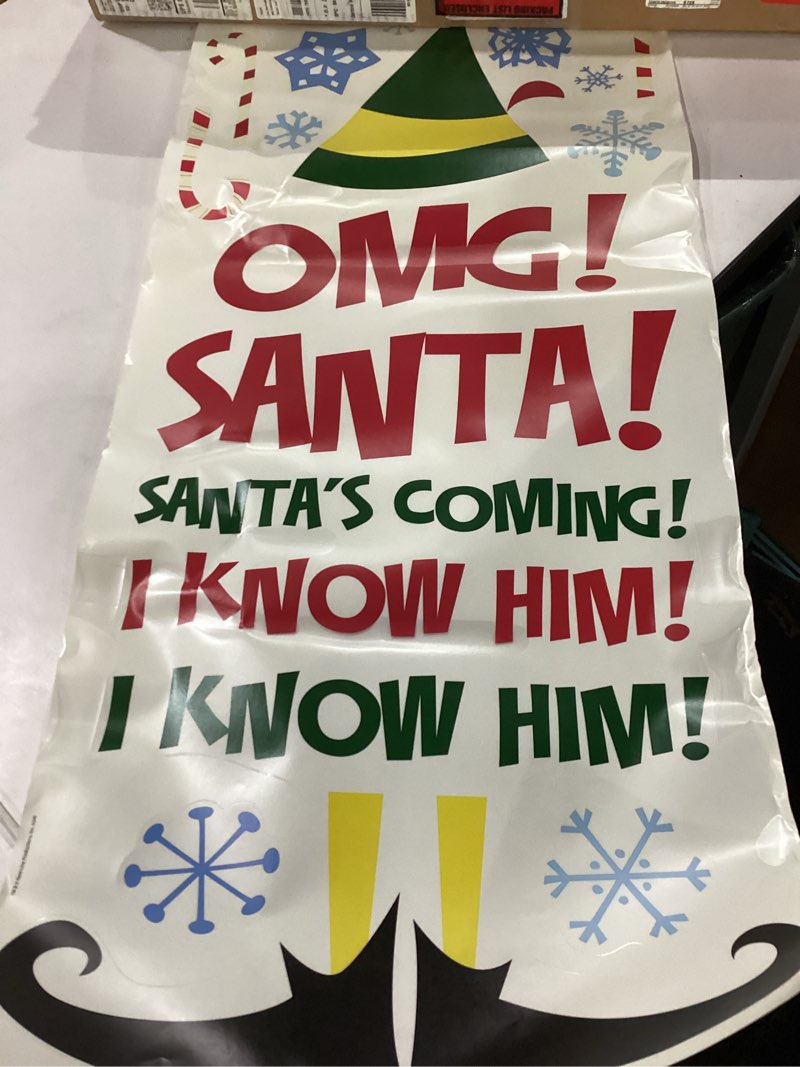 Condition photo showing New/Like New for Buddy The Elf Santa I Know Him Peel and Stick Wall Quote Decals By RoomMates, RMDM5551