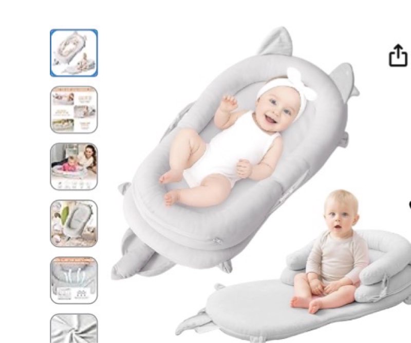 (Different colors) Baby Lounger — Baby Lounger for 0-24 Months, Breathable Portable Infant Lounger for Home Travel, with Detachable Support Pillow 