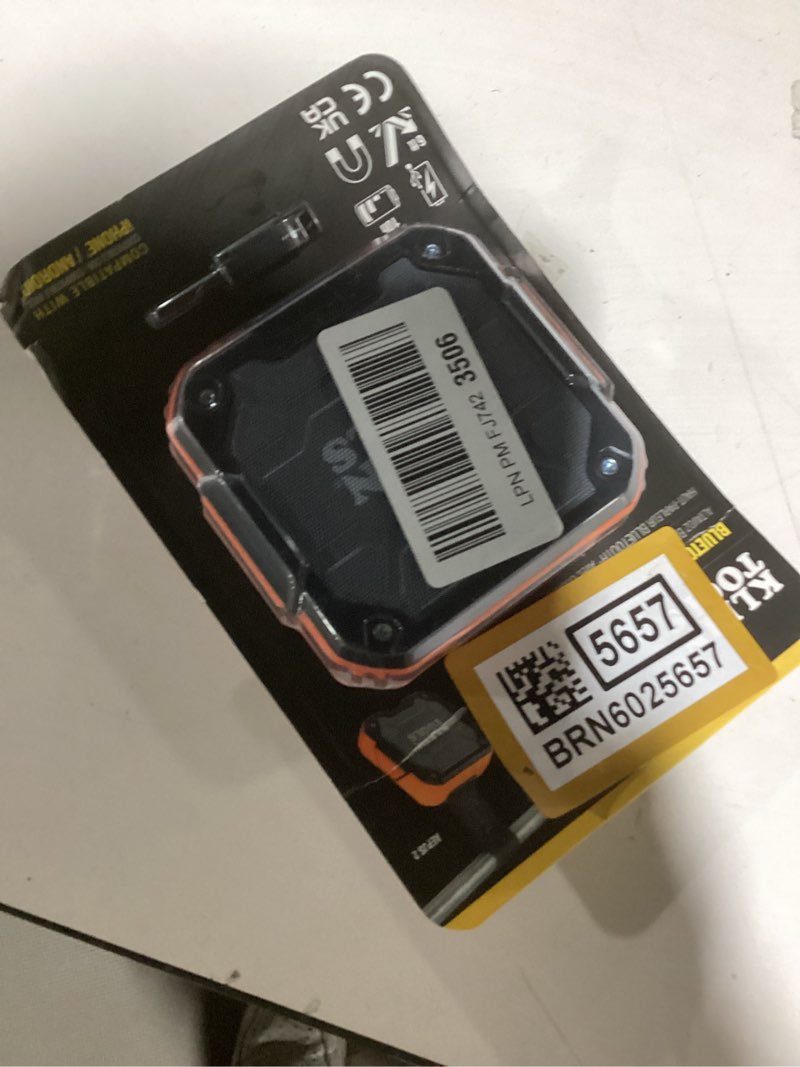 Condition photo showing New/Like New for KLEIN TOOLS AEPJS2 Bluetooth Speaker with Magnetic Strip and Hook, Rechargeable, Wireless and Aux Capable, Hands Free Capable, 10 Hr Run Time, IP54 Dust and Water Resistant
